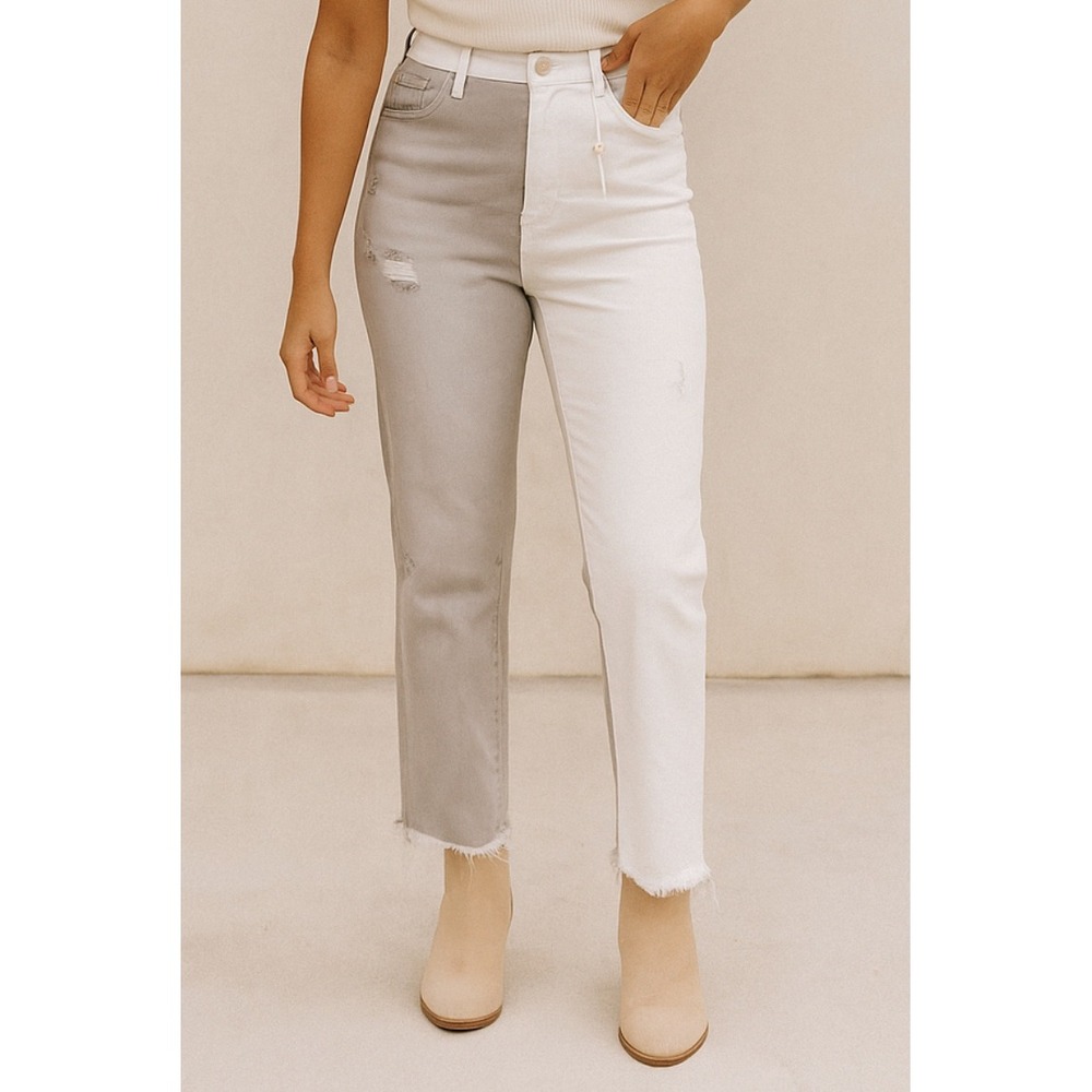 NEW Bohme sz 30 Women Flying Monkey Two Tone Cropped Colorblock Jeans Streetwear